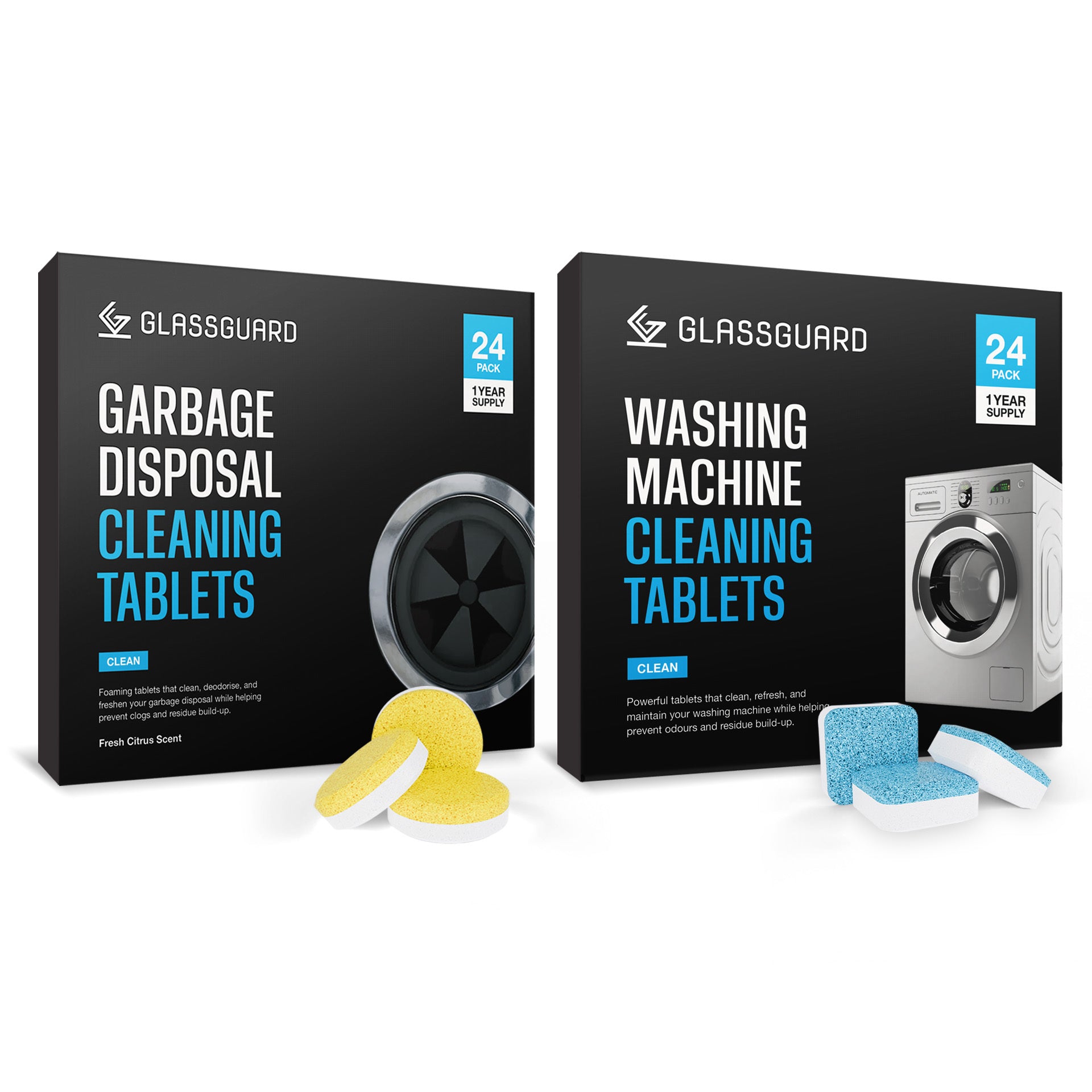 GLASSGUARD® Washing Machine & Garbage Disposal Cleaning Tablets